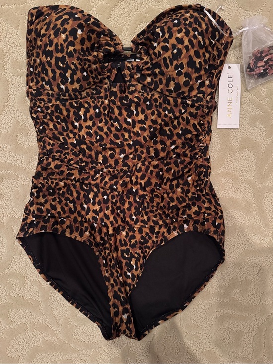 Anne Cole Other - Anne Cole Leopard-Print One-Piece Swimsuit - Brown/Black - Size 12 NWT